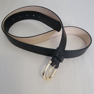 H&M Classic Black Belt With Gold Buckle